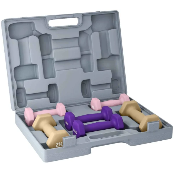 HOMCOM 9kg Fitness Dumbbell Set with Non-Slip Grip and Carrying Case, Multicolor