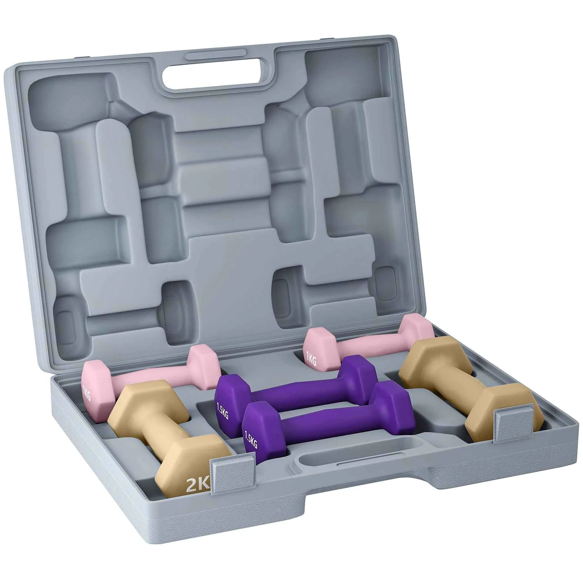 HOMCOM 9kg Fitness Dumbbell Set with Non-Slip Grip and Carrying Case, Multicolor