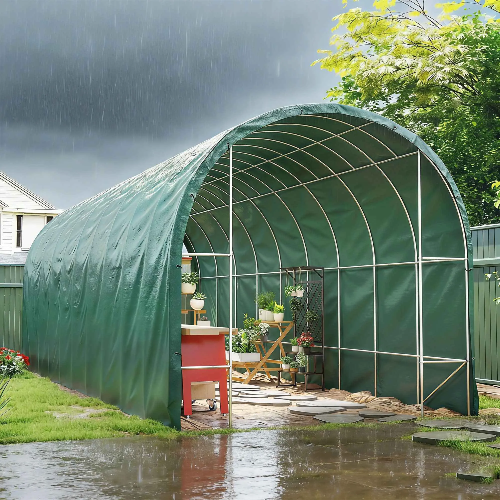 Outsunny 6 x 8m Waterproof Tarpaulin, 90 GSM Tear Resistant PE - Image 2
