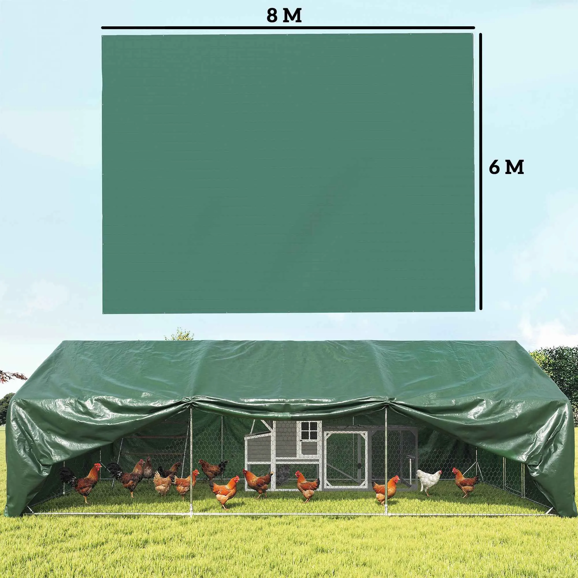 Outsunny 6 x 8m Waterproof Tarpaulin, 90 GSM Tear Resistant PE - Image 3