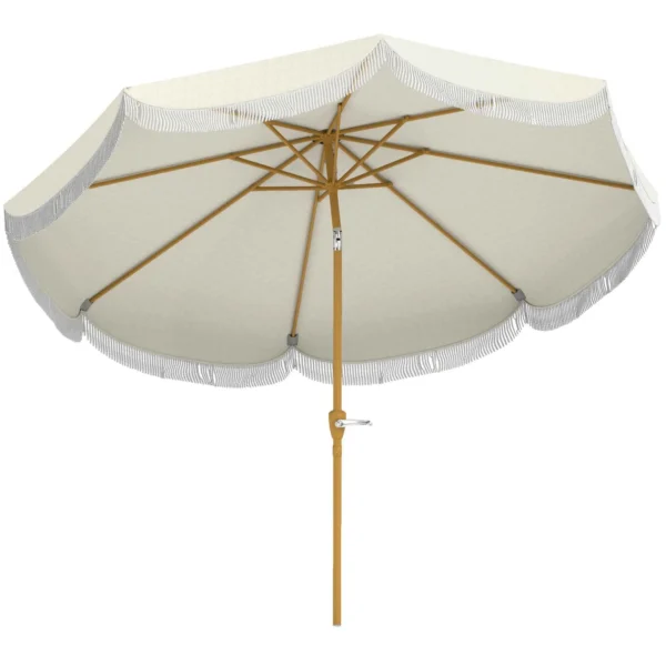 Outsunny 2.7x2.4m Round Garden Umbrella with Crank Handle, Metal and Polyester, Beige