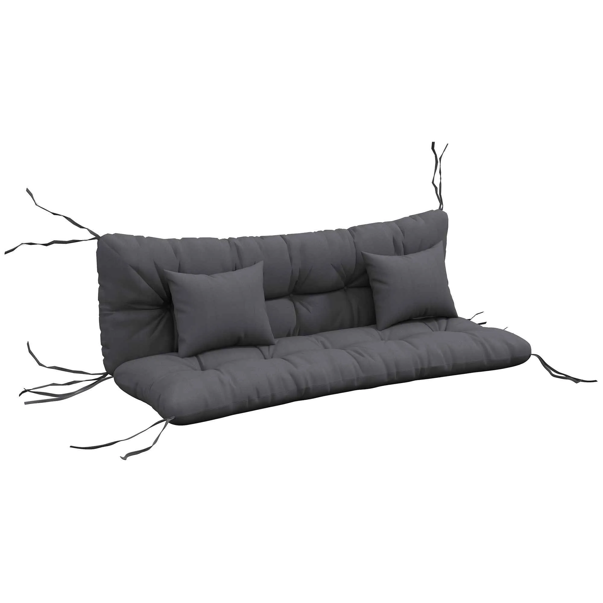 Outsunny Set of 4 Garden Cushions for Backrest and Seat with Padding, in Polyester, Charcoal Grey