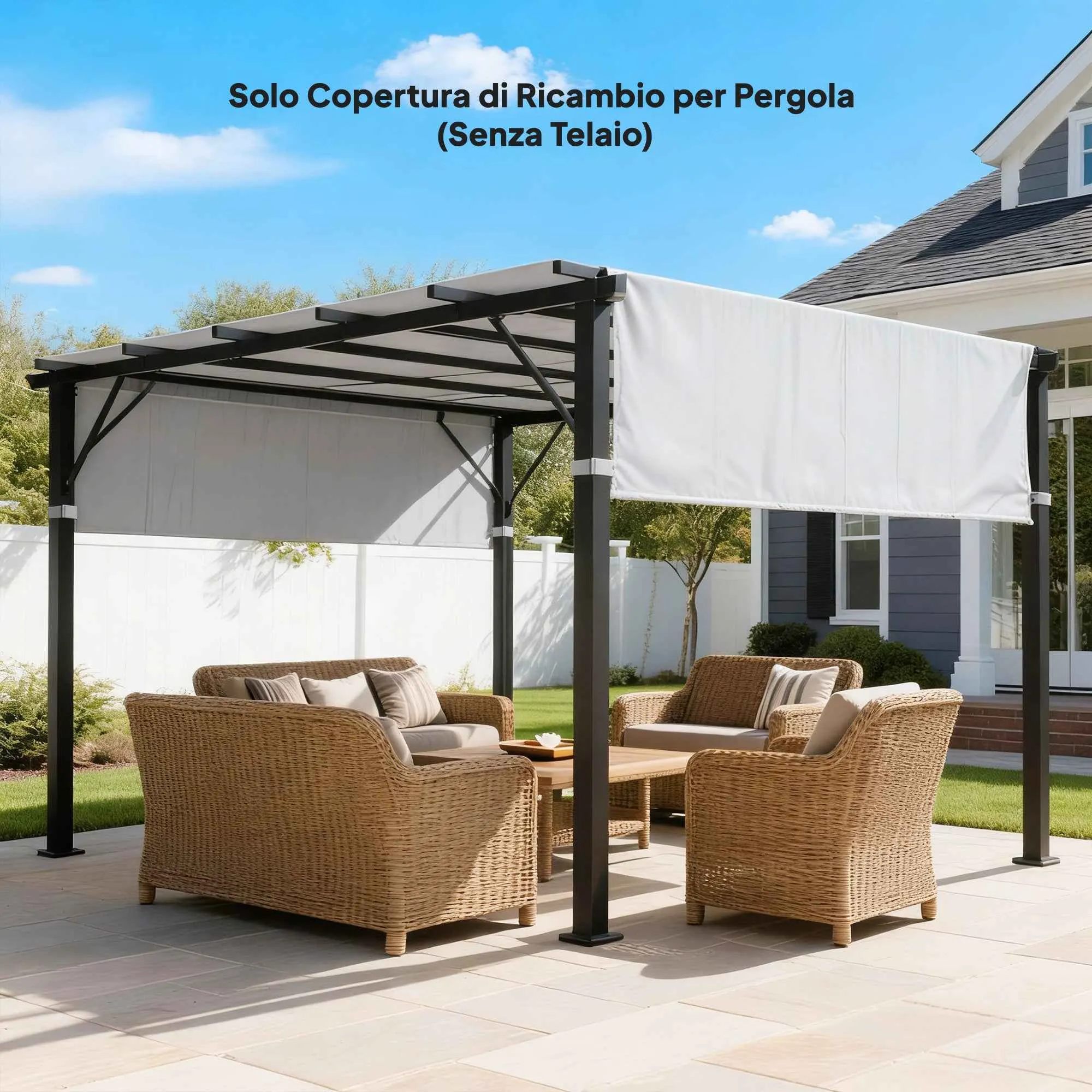 Outsunny Pergola Cover UV30+ Gazebo Canopy, 3x3m, Light Grey - Image 2