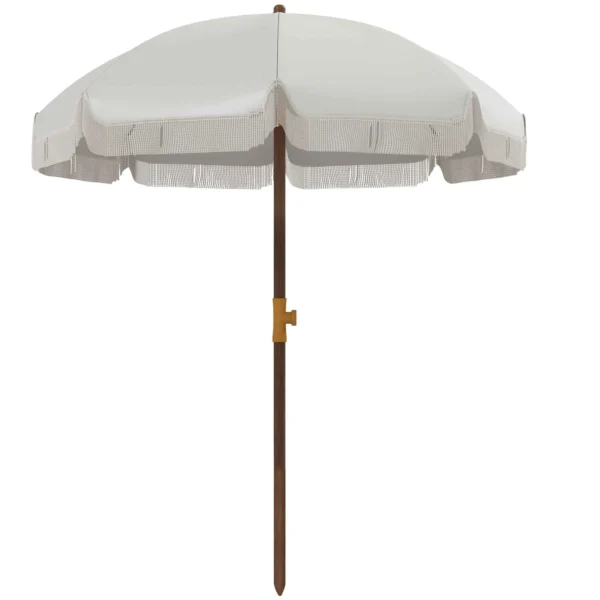 Outsunny Space-Saving Beach Umbrella with UV40+ Protection and Carrying Bag, Light Grey