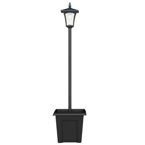 Outsunny 1.6m Solar Garden Lamp Aluminum, Automatic Switch-On, IP44 Waterproof, Black