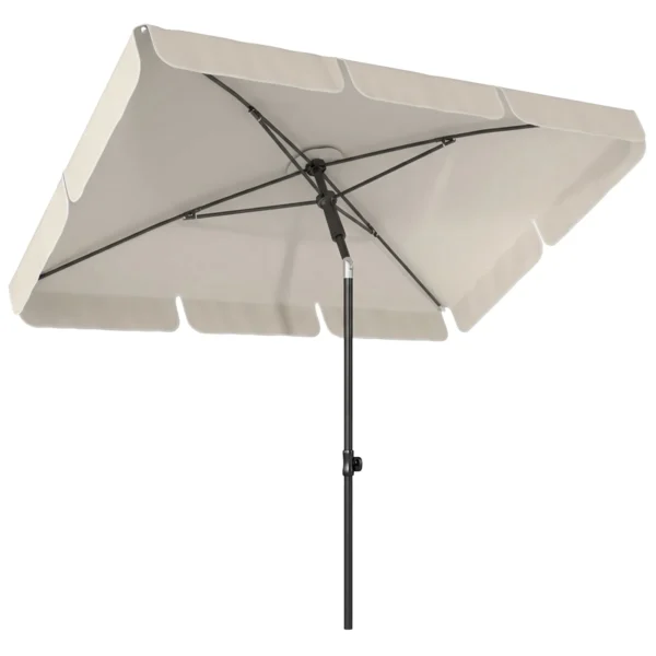 Outsunny Rectangular Umbrella with 3 Tilts, in Metal and Polyester, 183x122x222 cm, Beige