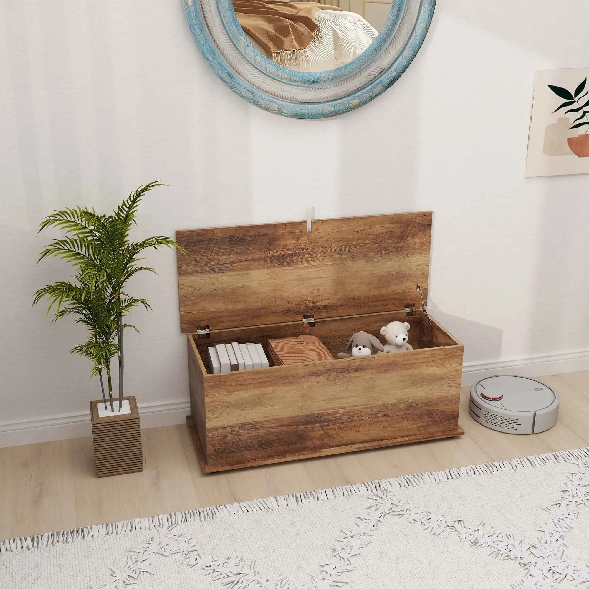 HOMCOM Multipurpose Wooden Storage Bench for Bedroom Entrance White 100x40x40cm - Image 2