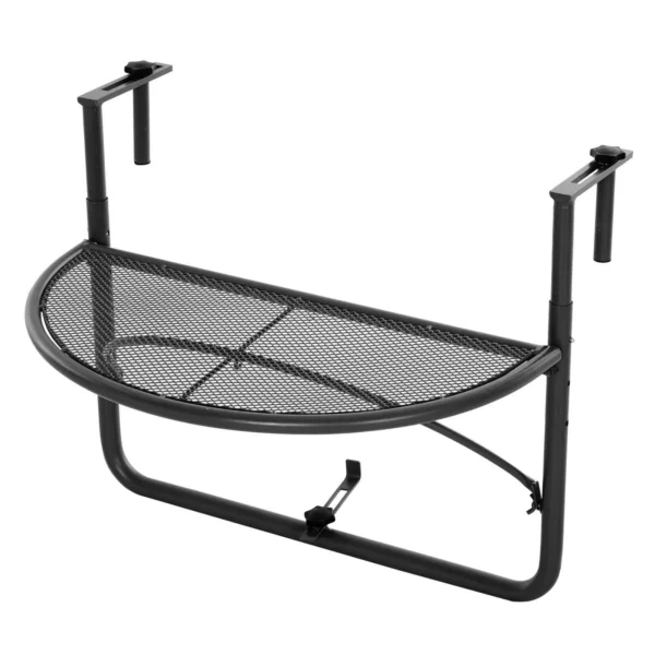 Outsunny Folding Railing Table with 3 Adjustable Heights, Metal, 60x45x50cm, Black