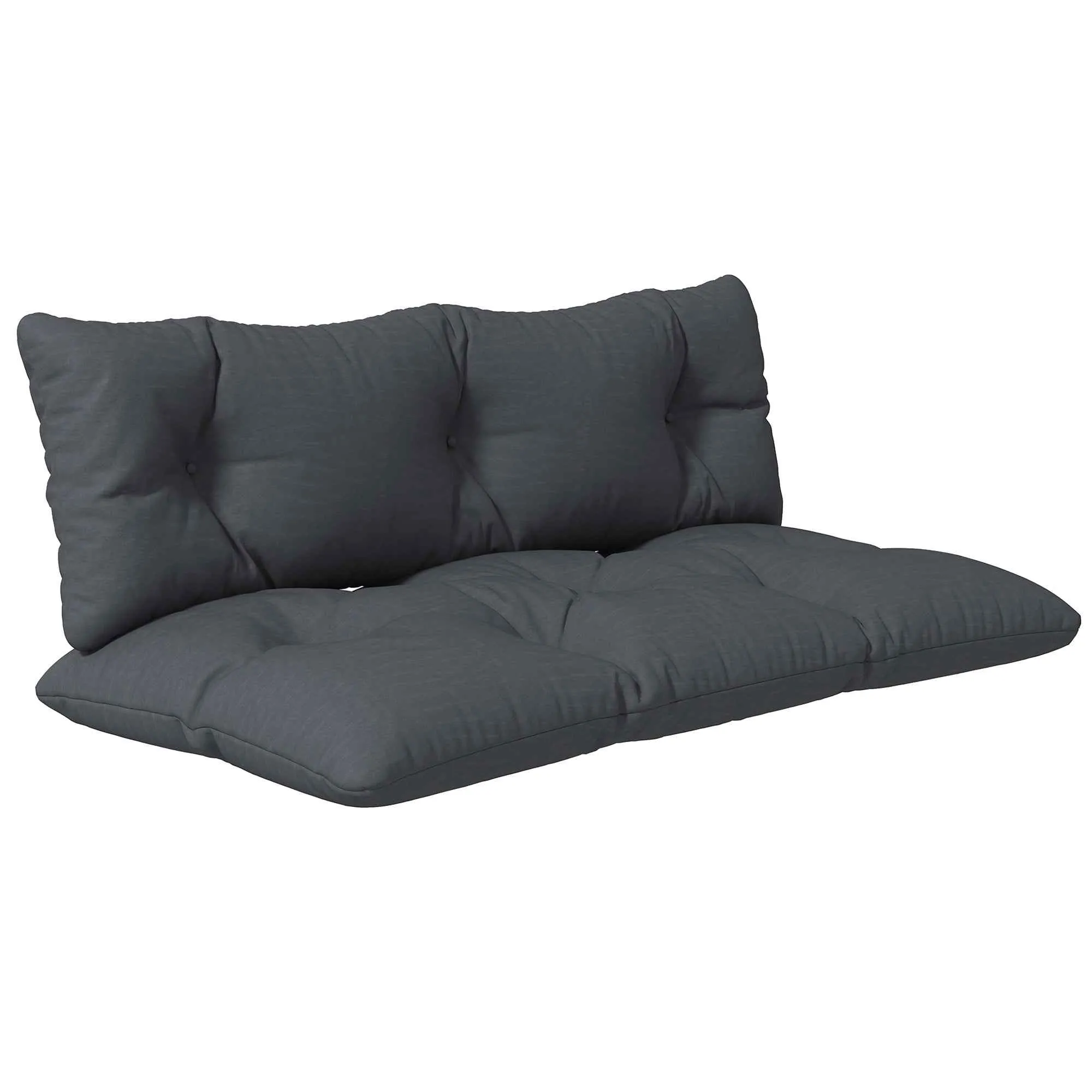 Outsunny 2-Piece Garden Cushion Set for Sofas and Pallets in Polyester with Thick Filling, Charcoal Grey