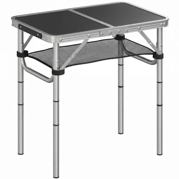 Outsunny 60cm Folding Camping Table, Picnic with Netting, Black