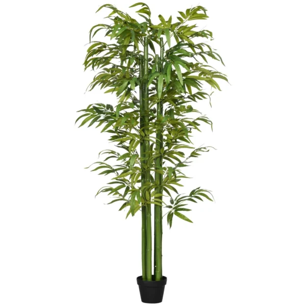 HOMCOM Artificial Bamboo Plant, 180cm Realistic Fake Plant with Decorative Pot for Living Room and Bedroom, Green