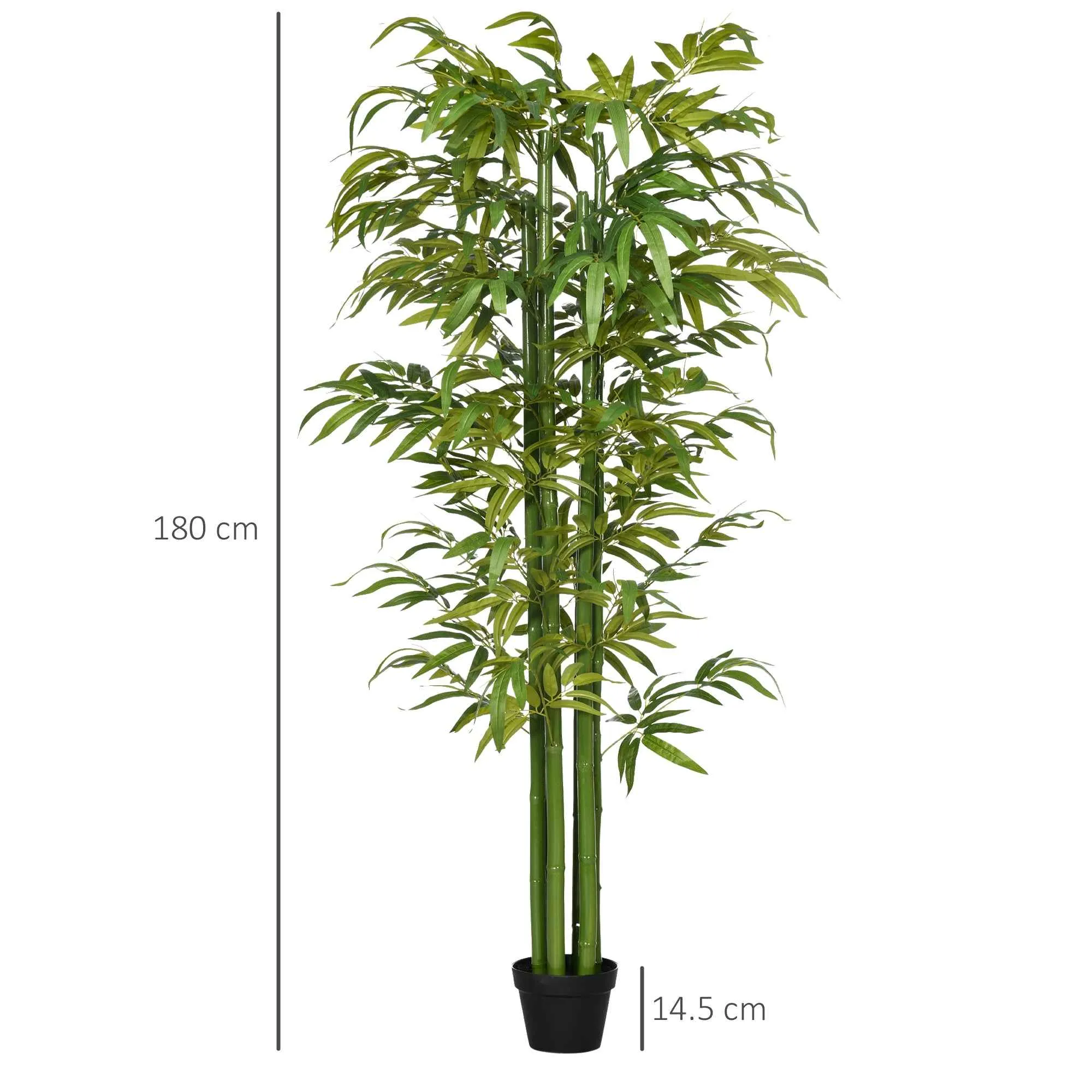 HOMCOM Artificial Bamboo Plant, 180cm Realistic Fake Plant with Decorative Pot for Living Room and Bedroom, Green - Image 3