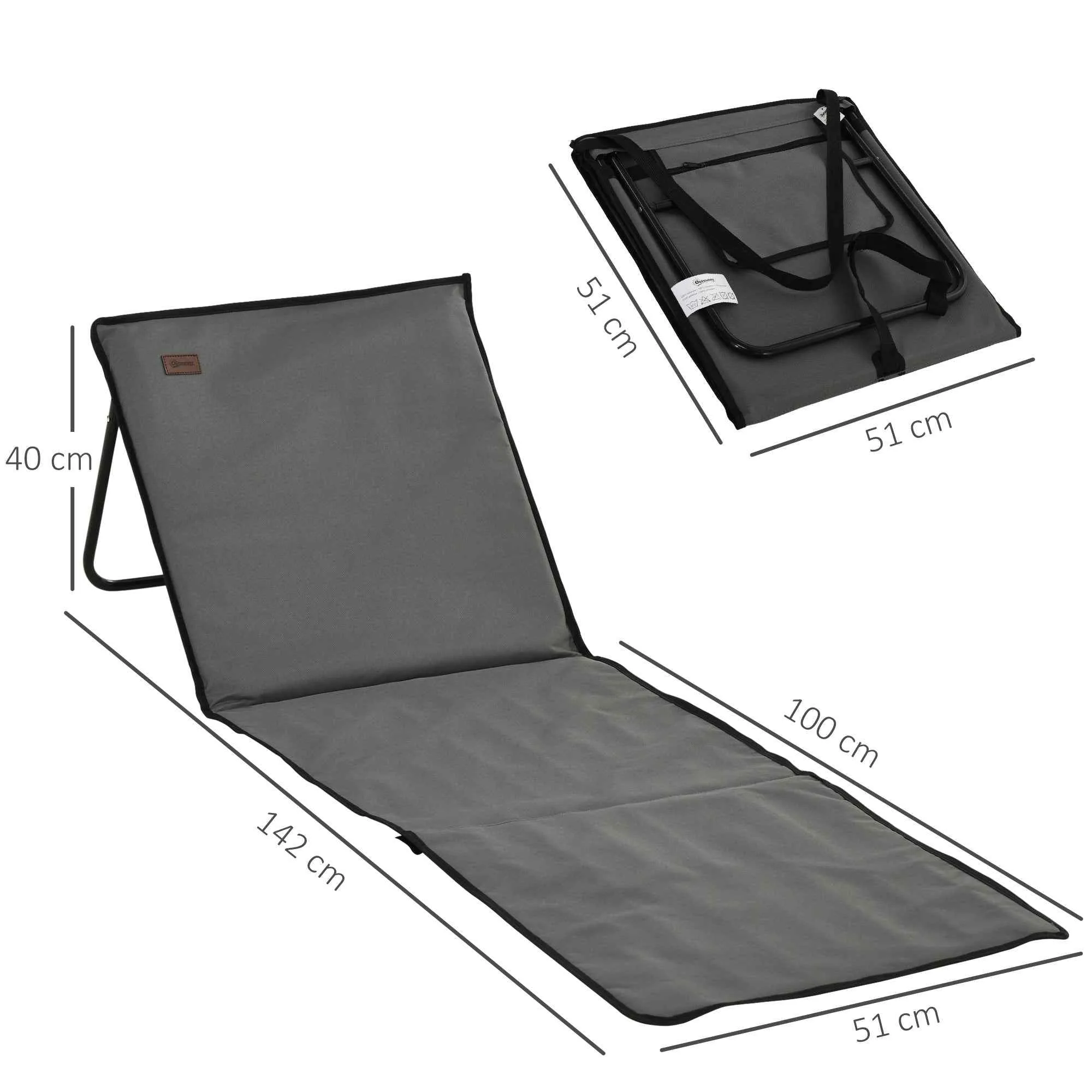 Outsunny Set of 2 Adjustable Folding Deck Chairs with Pocket, 142x51x40 cm, Grey - Image 3