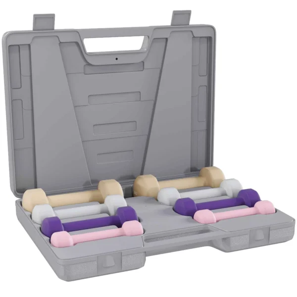 HOMCOM 10 kg Dumbbell Set with Weight Case, in Metal, PU and Plastic, 41x30x8 cm, Multicolor