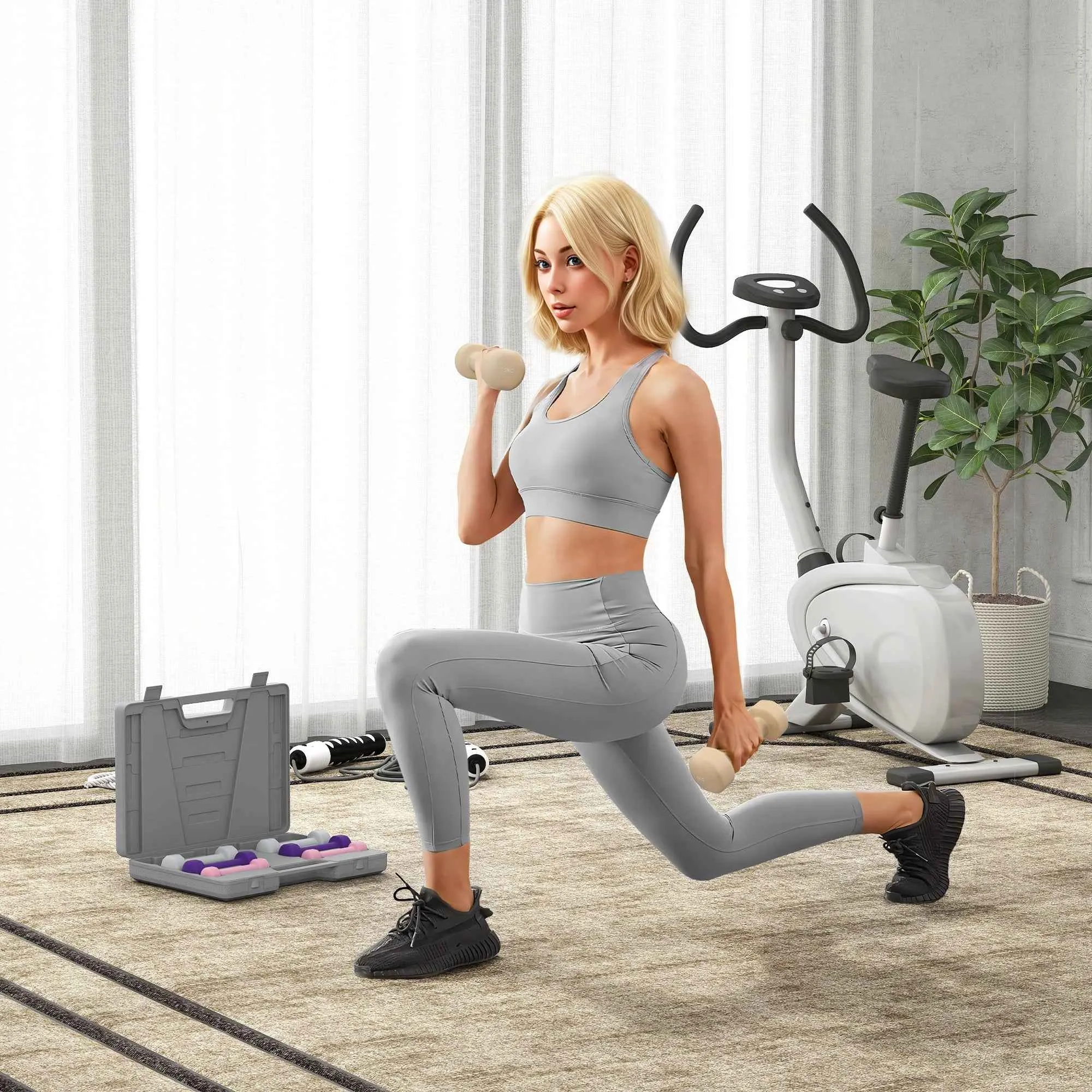 HOMCOM 10 kg Dumbbell Set with Weight Case, in Metal, PU and Plastic, 41x30x8 cm, Multicolor - Image 2