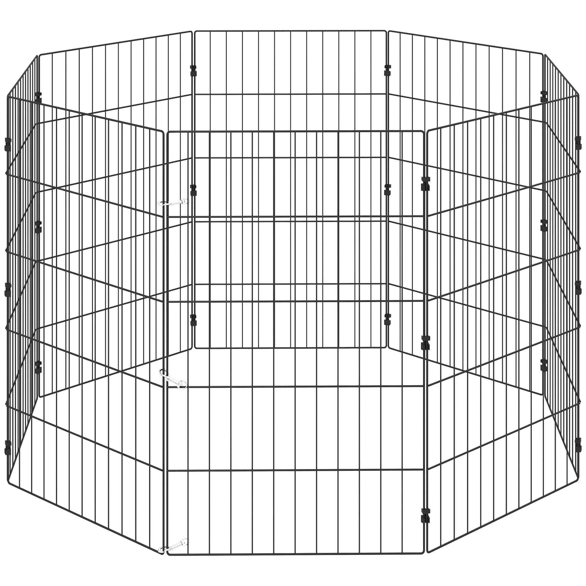 PawHut Dog Playpen Expandable Foldable Metal Enclosure 50x80cm Black