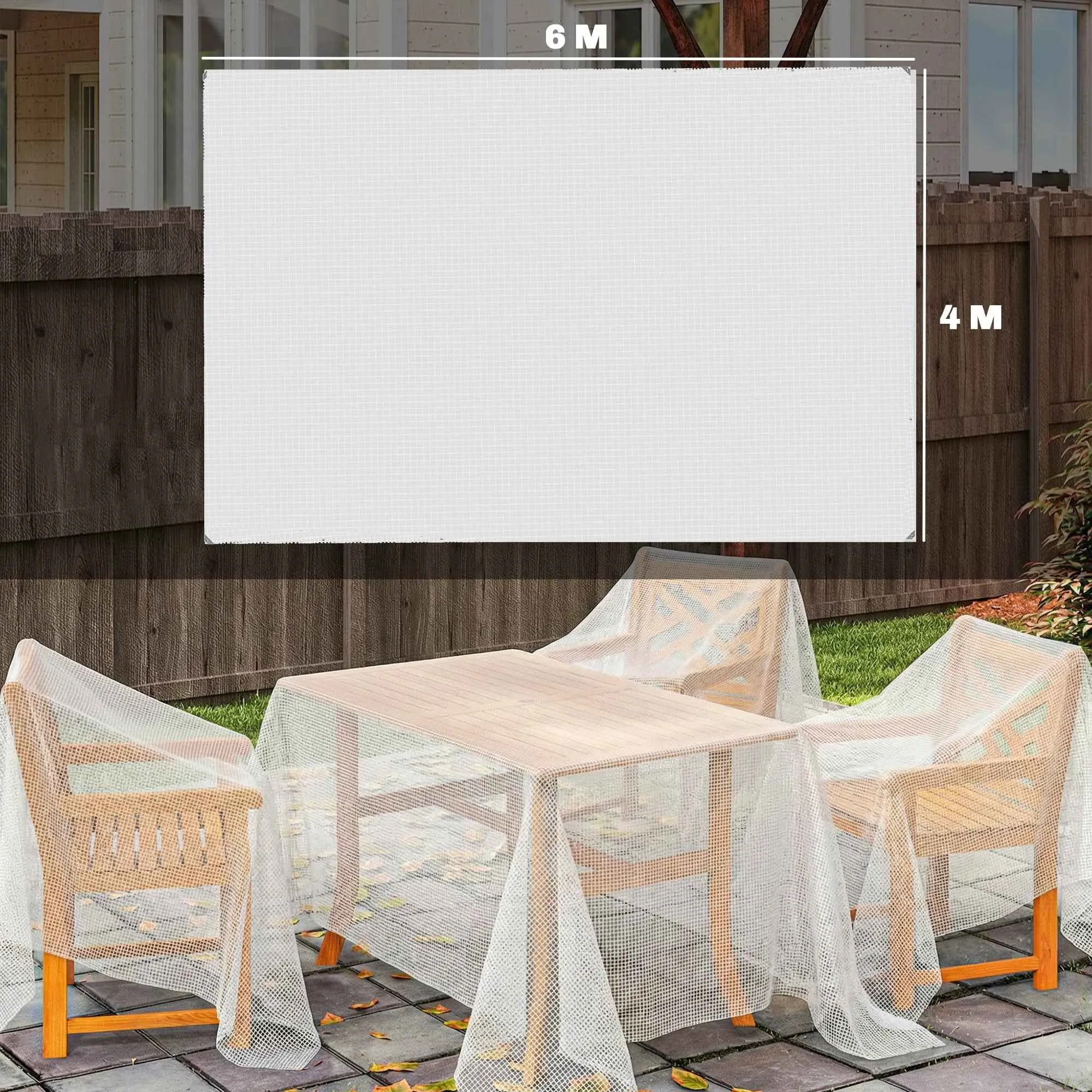Outsunny 4x6m Waterproof Tarpaulin, Heavy Duty 140GSM PE, Tear Resistant - Image 3