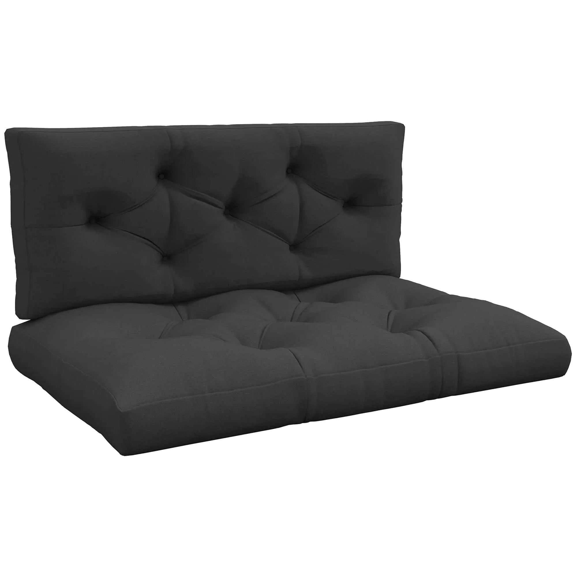 Outsunny 2-Piece Garden Cushion Set for Sofas and Pallets in Polyester with Thick Filling, Grey