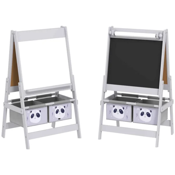 3-in-1 Children's Easel with 2 Storage Bins, Ages 3-8 Years, 54x46.5x93cm, Grey