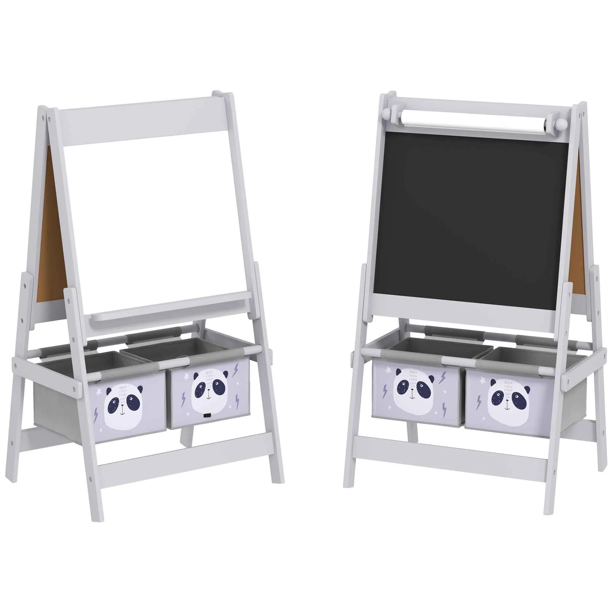 3-in-1 Children's Easel with 2 Storage Bins, Ages 3-8 Years, 54x46.5x93cm, Grey