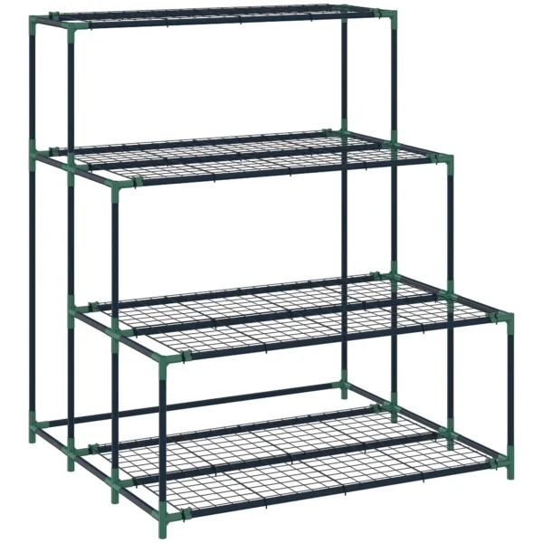 Outsunny 4-Tier Steel Plant Stand, 94x84x110cm, Dark Green