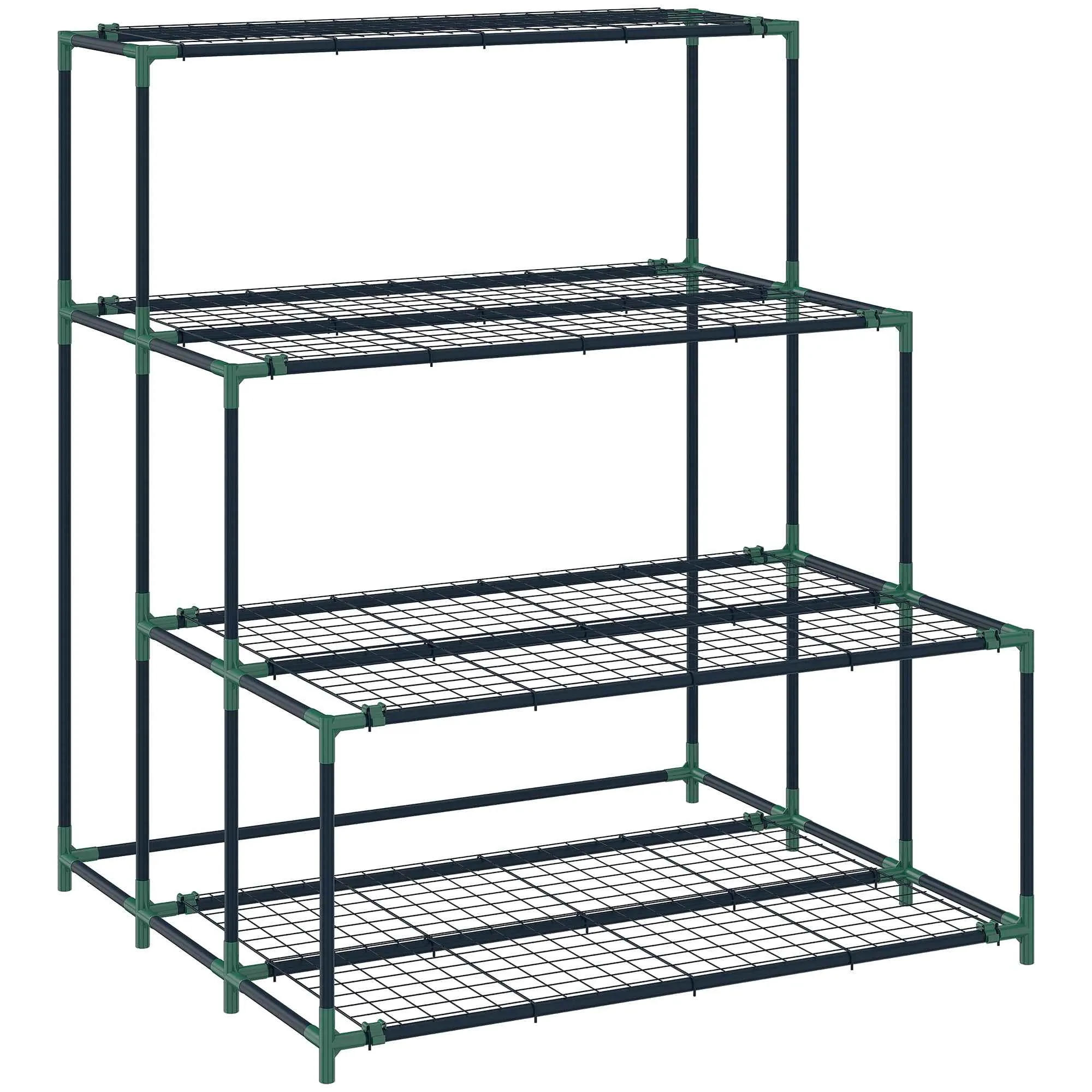 Outsunny 4-Tier Steel Plant Stand, 94x84x110cm, Dark Green