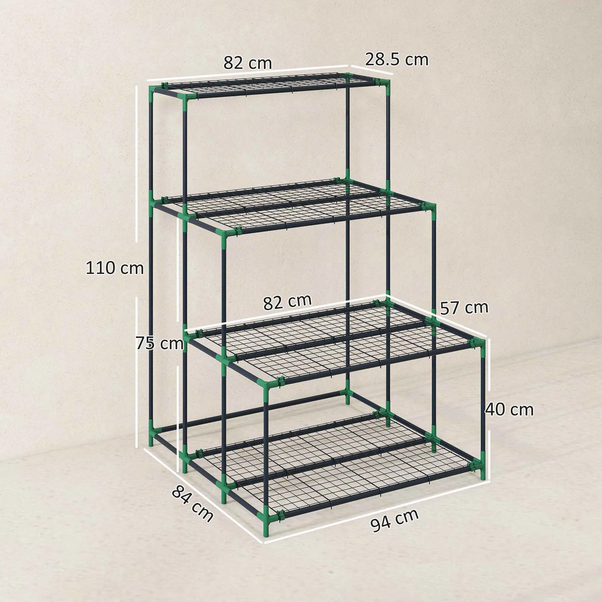 Outsunny 4-Tier Steel Plant Stand, 94x84x110cm, Dark Green - Image 3
