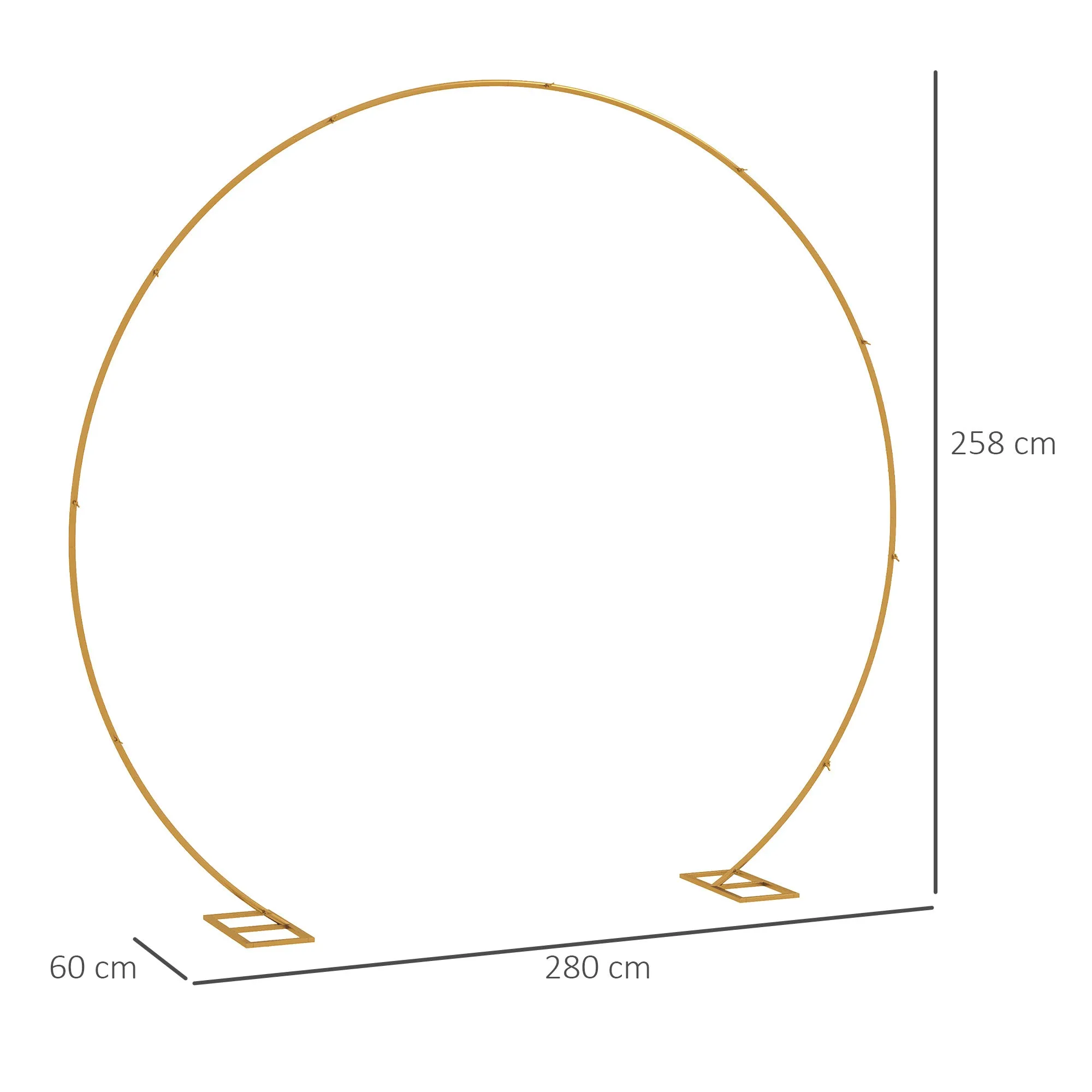 Outsunny Steel Garden Arch, Wedding Arch for Balloons and Climbing Plants for Ceremonies, Birthdays and Events, Gold - Image 3