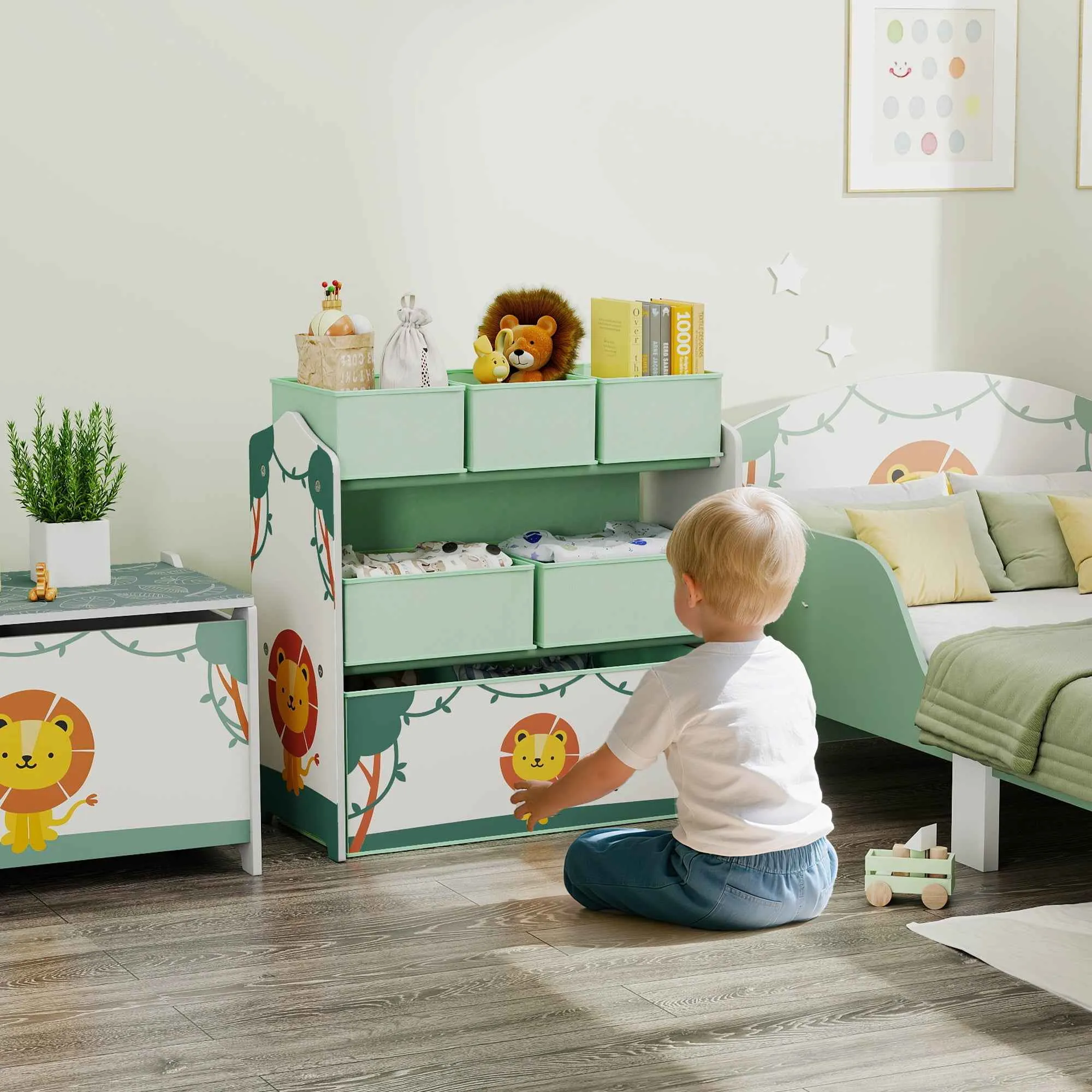 Children's Toy Storage Shelf, 3-Tier, Green - Image 2
