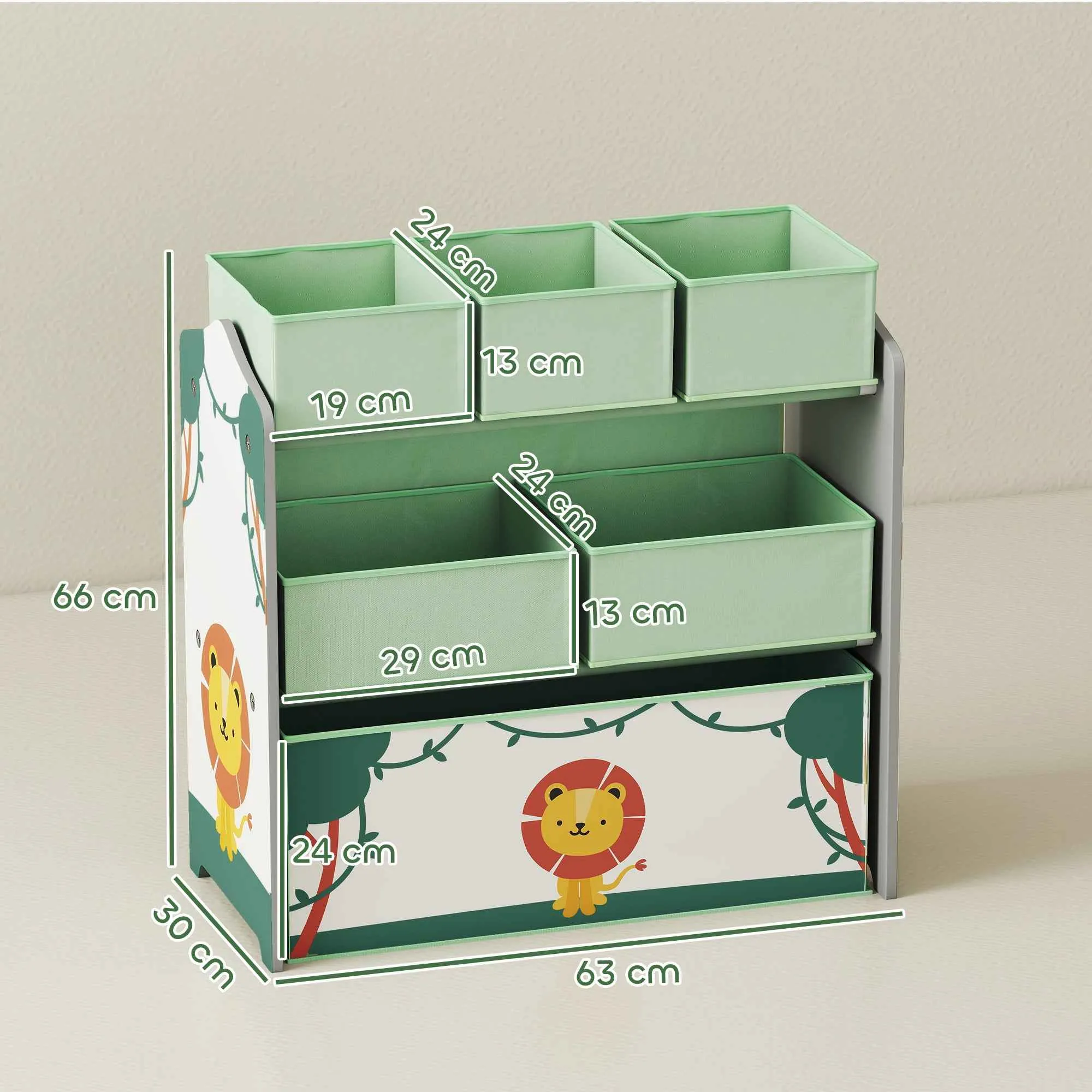 Children's Toy Storage Shelf, 3-Tier, Green - Image 3