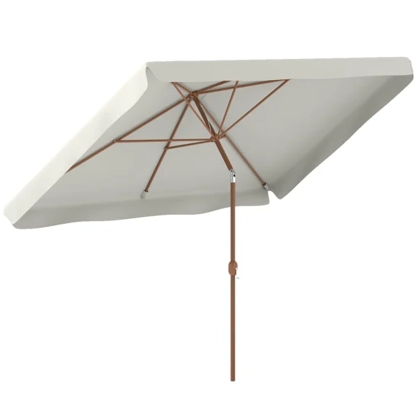 Outsunny 2x3m Rectangular Garden Umbrella with Crank Handle, Metal and Polyester, Cream