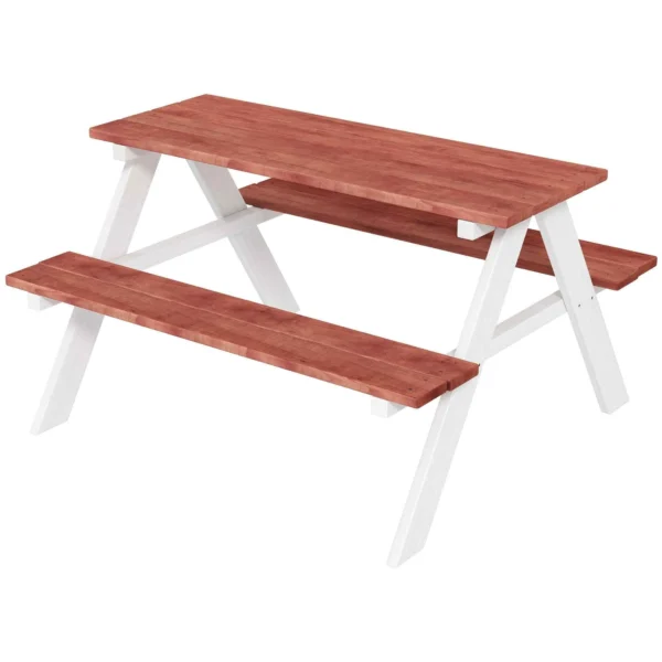 Outsunny Picnic Table Set for Children Ages 3-8 with Wooden Benches, 89x79x50 cm, Brown