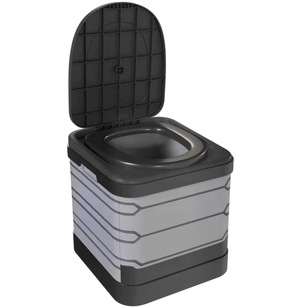 Outsunny Portable Camping Toilet with 12 Clotting Packets and 12 Disposal Bags, 42x46x43.5 cm, Grey and Black
