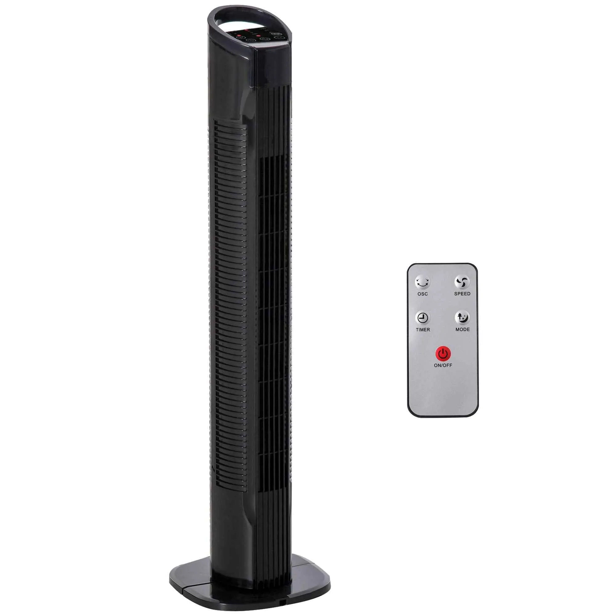 HOMCOM Tower Fan with 5m Remote Control, 70° Oscillation, 3 Functions and 3 Speeds, Black