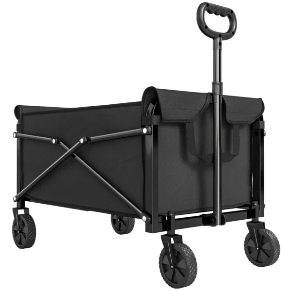 Outsunny 80L Folding Garden Cart with Adjustable Handle, Metal and Oxford Fabric, 78x47.5x92 cm, Black