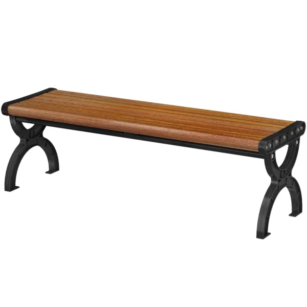 Outsunny 2-Seater Outdoor Metal Bench, 124x39x39 cm, Wood and Black