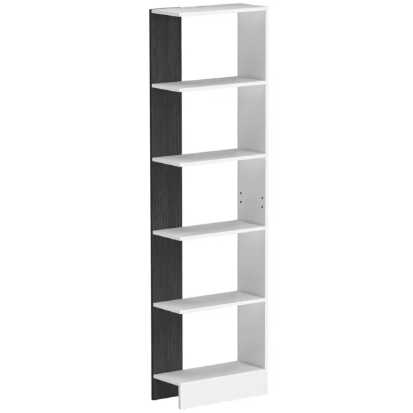 HOMCOM Modern Space-Saving 5-Tier Wooden Bookcase, 45 x 21 x 170 cm, Black and White
