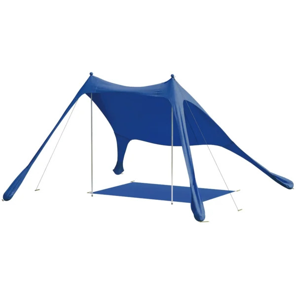 Outsunny UV 50+ Beach Tent for 2-4 People with Mat and Shovel, in Lycra and Aluminum, 200x208x200 cm, Blue