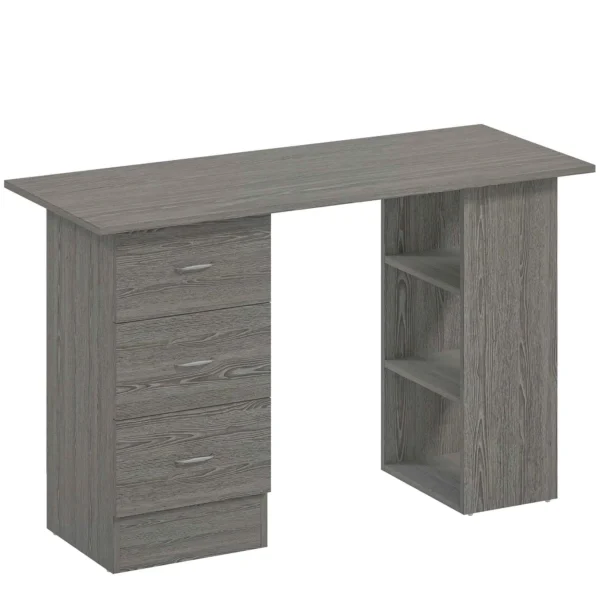 HOMCOM Modern Desk with 3 Drawers and 3 Shelves for Bedroom and Office, Wooden, 120x49x72 cm, Grey