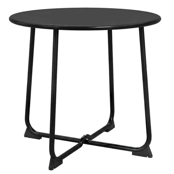 Outsunny 50cm Round Outdoor Metal Coffee Table with X-Base and Non-Slip Feet, Black