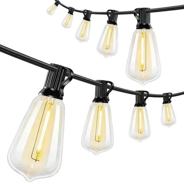 HOMCOM Outdoor String Lights with 50 LED Lights IP44, in PET and Plastic, 1800x3.8x9 cm, Black and Transparent