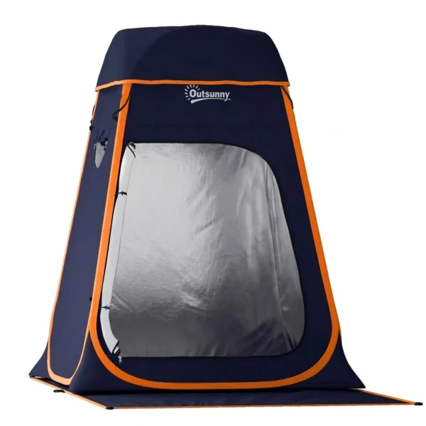 Outsunny Waterproof Pop-Up Shower Tent with Removable Roof, 190T Polyester and Steel, 152x152x200 cm, Dark Blue