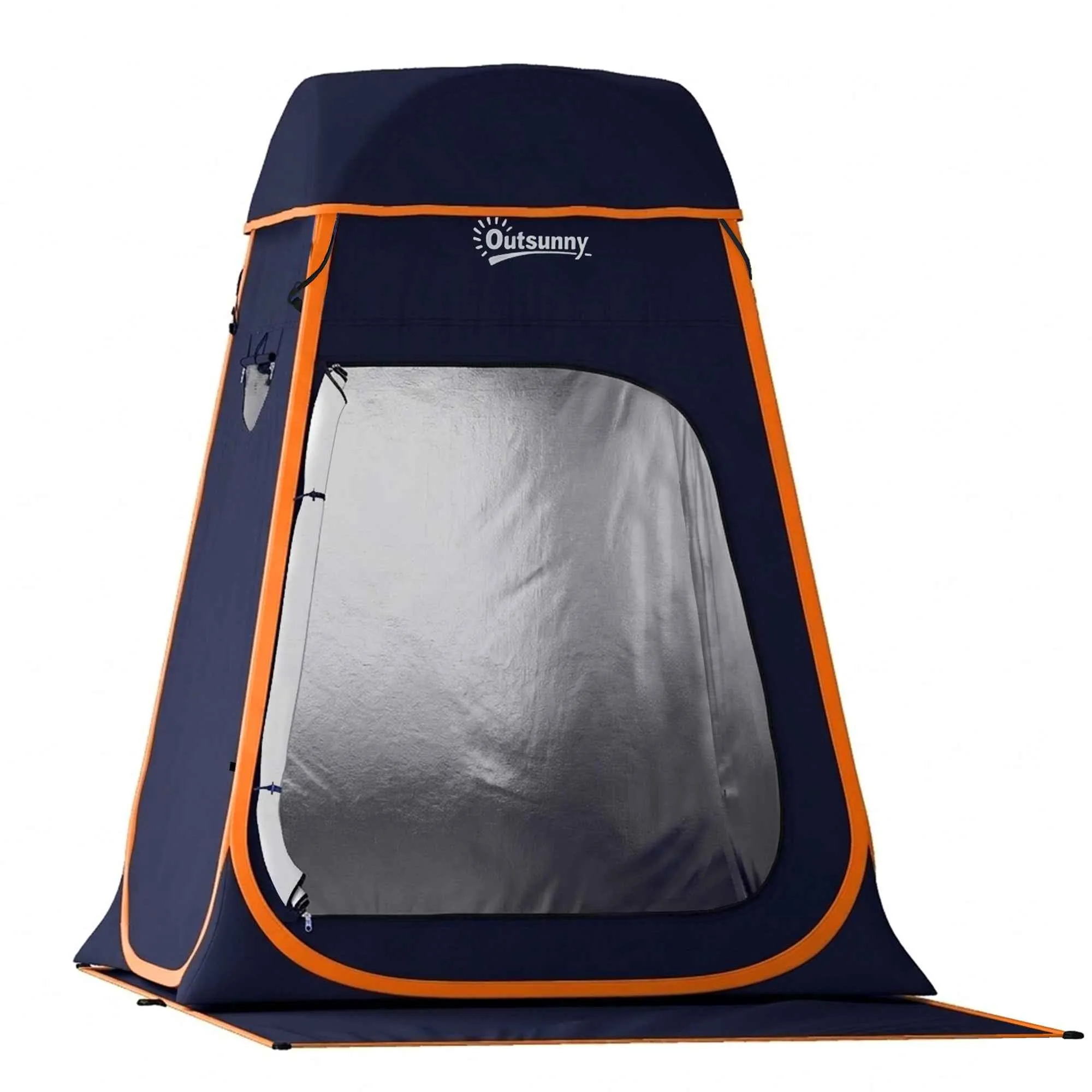Outsunny Waterproof Pop-Up Shower Tent with Removable Roof, 190T Polyester and Steel, 152x152x200 cm, Dark Blue
