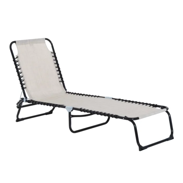 Outsunny Steel and Breathable Fabric Sun Lounger with Reclining Backrest, 197x58x30 cm