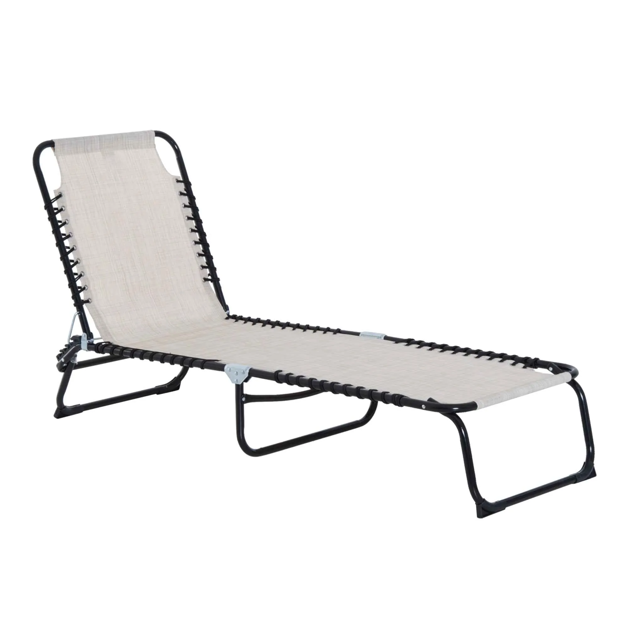 Outsunny Steel and Breathable Fabric Sun Lounger with Reclining Backrest, 197x58x30 cm