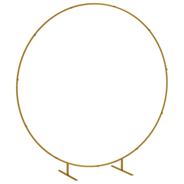 Outsunny Steel Garden Arch, Round Wedding Arch for Balloons and Climbing Plants for Ceremonies, Birthdays and Events, 222x60x224 cm, Gold