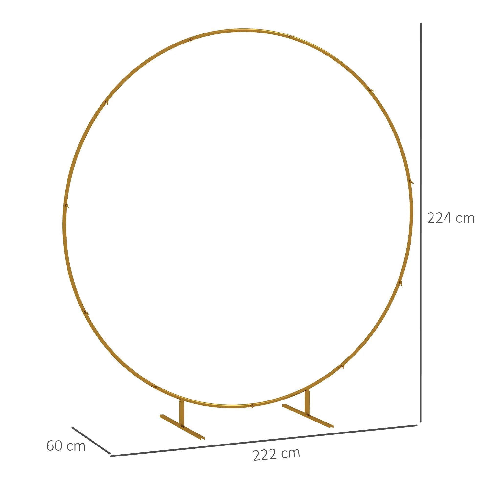 Outsunny Steel Garden Arch, Round Wedding Arch for Balloons and Climbing Plants for Ceremonies, Birthdays and Events, 222x60x224 cm, Gold - Image 3