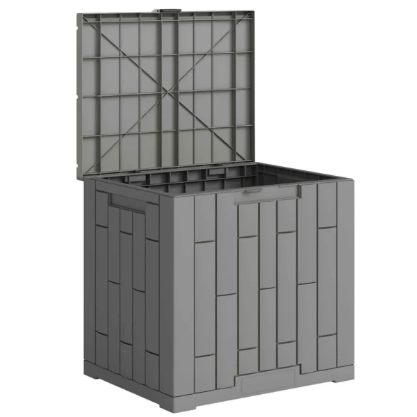 Outsunny 114L Waterproof and UV-Resistant Resin Garden Storage Box with Key Lock, 56x44x54 cm, Grey