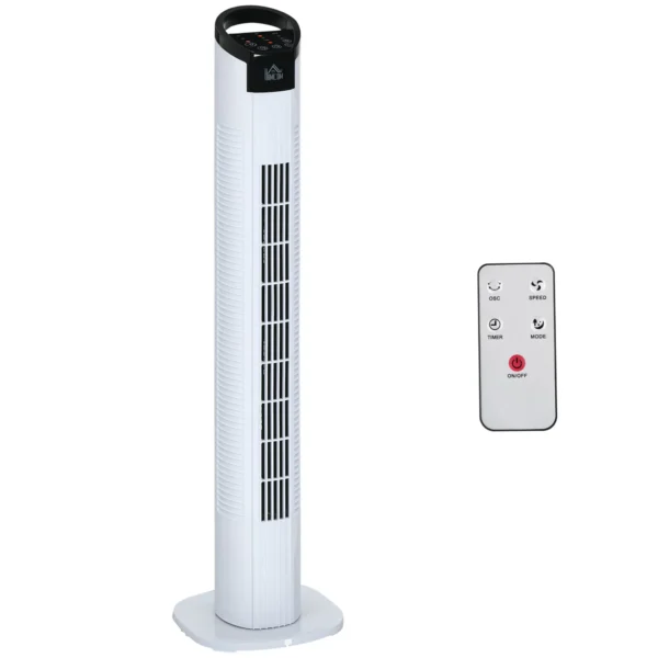 HOMCOM Tower Fan with 5m Remote Control, 70° Oscillation, 3 Functions and 3 Speeds, Black
