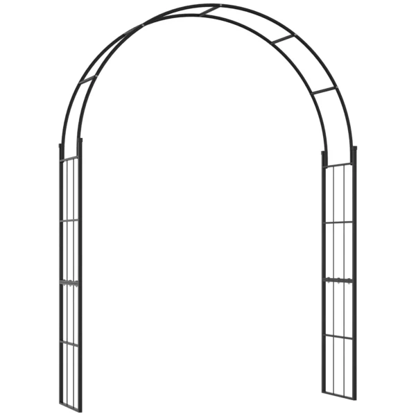 Outsunny Garden Arch for Climbing Plants and Decorations, Black Metal, 157x40x223cm